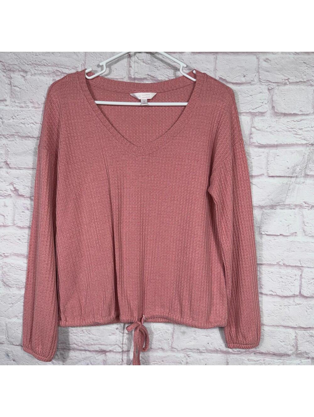 Lauren Conrad Women's Small Pink Waffle Knit Sweater